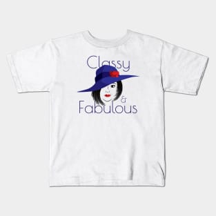 Classy and Fabulous | Lady wearing a blue hat with a red rose Kids T-Shirt